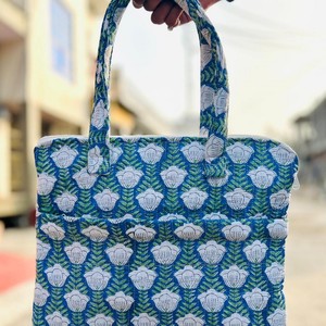 Quilted Cotton Floral Print <b>Laptop</b> Bag Lightweight Padded Zipper Closure Handheld Carry Case Office Travel <b>Laptop</b> Tote Bag - Product Image 2