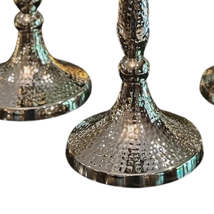 Hot Selling Candle Stand for Home Decor Decorative Candle Pillar Holder <b>Silver</b> Finished Casted Aluminium Handmade Customized S/2 - Product Image 5