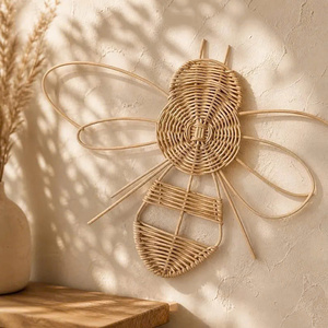 Best Choice Natural Rattan Bee <b>Wall</b> Hanging Decor Woven Bumble Bee <b>Art</b> <b>Wall</b> Pediment Suitable for Kids Room & <b>Nursery</b> Decor - Product Image 6