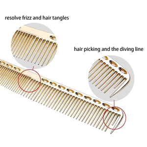 Peignes à cheveux 4 pièces - Ensemble de peignes en métal professionnels pour barbier, en acier inoxydable de haute qualité, pour le démêlage et la coupe fine - Product Image 4