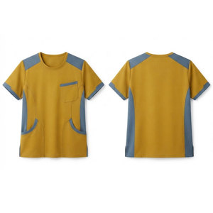 Tenue de travail pour clinique médicale, haut de blouse à col rond et manches courtes, uniforme professionnel pour le personnel infirmier, les soins de santé et les laboratoires - Product Image 1