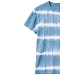 T-shirt personnalisé à rayures tie-dye bleu et blanc pour homme, en coton, style streetwear décontracté, col rond, manches courtes, tee-shirt tendance pour l'été - Product Image 3