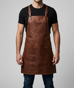 Delantal de Cuero Genuino con Tirantes Cruzados, Protección Antiolores, Diseño Ligero e Informal para Comodidad Durante Todo el Día, Equipo de Trabajo Profesional - Product Image 1