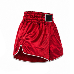 Pantalones Cortos de Boxeo Personalizados para Hombre, de Satén Rojo, Cintura Alta, Cierre Elástico, Color Sólido, Estilo Casual, Transpirables, de Poliéster - Product Image 4