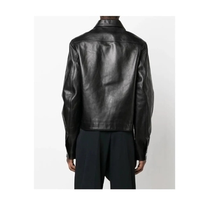 2026 Men's Black <b>Leather</b> <b>Jacket</b> Turn-down Collar Button Closure Workwear Style Regular Fit Eco-Friendly <b>Jacket</b> For Sale - Product Image 5