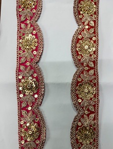 Premium Scalloped Pearl Bead Mirror Work Lace Trim Wholesale Indian Ethnic <b>Kaftan</b> Saree Border Embroidered Fabric Decoration - Product Image 5