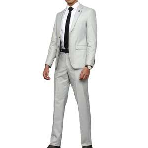 Traje de Negocios para Hombre, Color Gris Claro, Cuello de Solapa, Antiarrugas, Poliéster, Corte Regular - Product Image 2