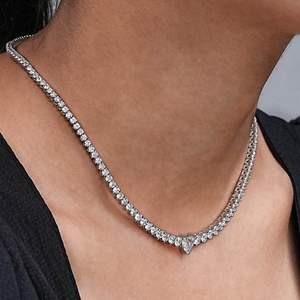 Collar de Tenis de Lujo con Moissanita en Forma de Corazón, Cadena Elegante con Aspecto de Diamante, Plata 925, Joyería Fina Iced Out, Regalo para Mujer, Estilo Boda - Product Image 5