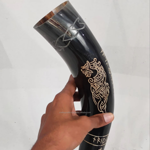 Cornes vikings au design unique et au style moderne, sculptées à un prix raisonnable, artisanat naturel, étanches, pour la bière et les festivals. - Product Image 3