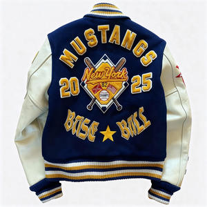 Chaqueta Varsity de los New York Mustangs para Hombre, con Letras Bordadas, Parche del Equipo de Béisbol, Cuello de Pana, para Otoño - Product Image 2
