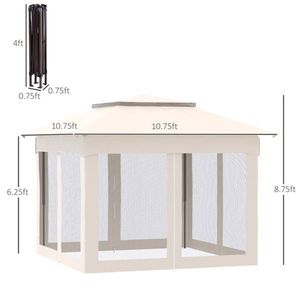 Gazebo Moderno Pop-up 3,35m x 3,35m in Acciaio e Ferro Beige per Cortile, Villa, Parco - Product Image 6