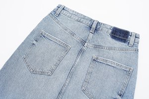 Custom High Quality Fashion Women's New Design Vintage Ladies Slit Straight Midi Blue Jeans Skirt Denim Jean Skirts for Women - Product Image 5