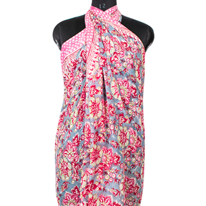 Artisan Crafted Cotton Sarong Pareo Multicolor Floral Print Long Scarf Shawl Wholesale Summer Dress <b>Wrap</b> Scarf - Product Image 4