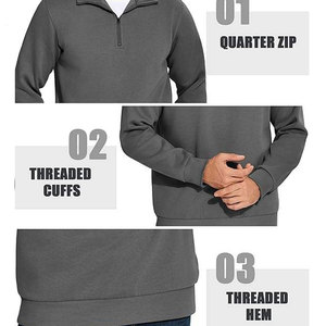 <b>Men's</b> Gray Fleece Zip-Up Jacket Regular Fit Stand Collar Casual Autumn Wear - Product Image 3