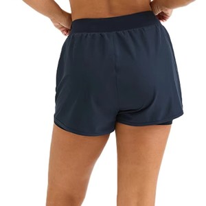 Shorts Deportivos Azul Marino para Mujer, Cintura Alta, Logotipo, Secado Rápido, Tejido Elástico, Corte Regular, OEM, Pedido al por Mayor, Perlas - Product Image 4