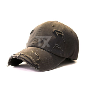 Custom Embroidery Logo High Quality Unstructured Baseball <b>Caps</b> Washed <b>Vintage</b> Distressed <b>Cap</b> 5 Panel Baseball <b>Cap</b> - Product Image 3