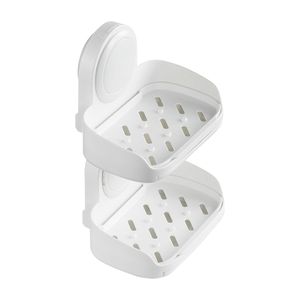 Support mural double couche pour savon de douche avec ventouse puissante, sans perçage, double porte-éponge - Product Image 1