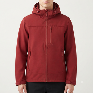 Veste matelassée à capuche pour homme, couleur unie, fermeture éclair, coupe-vent, vêtement d'extérieur décontracté, coupe régulière, coque en polyester, vêtement d'hiver - Product Image 1