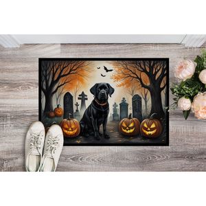Black Labrador Retriever Spooky Halloween Paillasson Antidérapant Lavable Low Pile Tapis Intérieur/Extérieur pour Entrée 24H X 36W Avant - Product Image 2