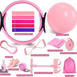 Kit d'accessoires de yoga et Pilates pour l'entraînement : ballon de yoga, anneau de Pilates, bande de résistance et kit de Pilates pour étirements - Product Image 1