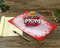 Tarjeta de felicitación 3D con diseño floral para el Día de la Madre, la mejor mamá del mundo, con sobre y nota