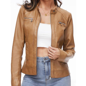 Chaqueta de Cuero con Acabado de Lujo para Mujer, Diseño Moderno de Motociclista, Forro Interior Suave, Corte Ajustado, Chaqueta de Moda para Uso Diario - Product Image 1