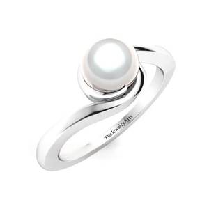 Bague de fiançailles en argent sterling 925 avec perle d'eau douce blanche, faite à la main, avec bande filée, nacre, cadeau d'anniversaire pour elle - Product Image 1