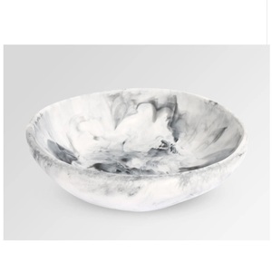 Bol à salade en résine fait main ODM, blanc et noir, avec texture marbrée et motif tourbillon aquatique, également utilisable comme bol à fruits pour la maison, effet agate - Product Image 4