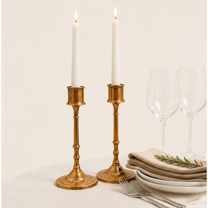 Wholesale Antique <b>Brass</b> Taper Candle <b>Holder</b> Set Gold Metal <b>Candlestick</b> Stand Handcrafted Matte Gold Taper Candle Stand - Product Image 5