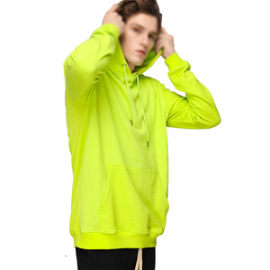 Sweat-shirt à capuche surdimensionné pour homme, vert néon, coupe classique, couleur unie, coton French Terry, sweat-shirt décontracté avec poche avant - Product Image 6