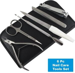 6Pcs Silver Manicure Pedicure Tools <b>Set</b> Stainless Steel <b>Nail</b> File <b>Clippers</b> Cleaner Cuticle Pusher <b>nail</b> Scissor Face Hand care - Product Image 1