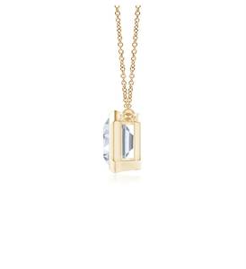 Collier pendentif solitaire en or 14 carats avec diamant de laboratoire taille émeraude, certifié IGI – Cadeau tendance pour fiançailles et mariage pour femme - Product Image 2