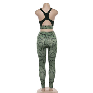 Ensemble de yoga sans couture personnalisé, imprimé peau de serpent, vêtements de fitness, pantalon de sport, tenue de sport pour femme, ensemble de gym, logo personnalisé OEM - Product Image 3