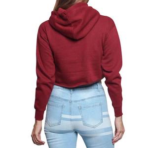 Haut court à capuche respirant de couleur unie pour femme, style décontracté, avec logo brodé personnalisé, pull à manches longues - Product Image 5