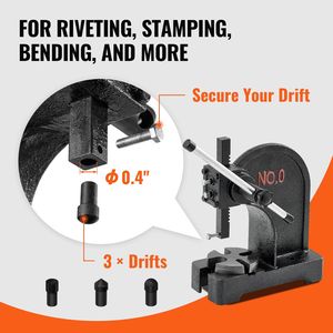 Prensa de Banco Manual de 0.5 Toneladas, Hierro Fundido de Alta Resistencia, Altura Máxima de 4.6 Pulgadas, Herramienta de Prensa Manual de Precisión - Product Image 3