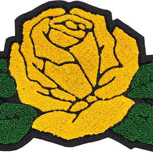 Patch brodé en chenille rose jaune, thermocollant, motif floral, pour vêtements, chapeaux, sacs, vestes, sacs à dos, artisanat DIY, feutre non tissé - Product Image 1