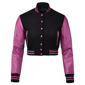 Vestes personnalisées de style universitaire en laine, cuir et coton, coupe-vent, col montant - Product Image 4