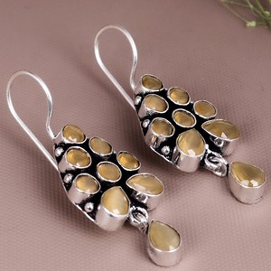 ARTS JEWELS Brass Oxidized Silver <b>Crystal</b> Rhinestone Butterfly Shape Boho Tribal Ethnic Dangle Earrings Handmade Indian Women's - Product Image 3