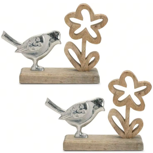 Prix de gros : Sculpture en bois et aluminium, Statue d'art élégante pour la décoration intérieure, Objet décoratif moderne artisanal en métal et bois pour salon - Product Image 1
