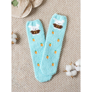 Calzini vestiti blu per il sonno di coniglio e carota per le donne - Product Image 1