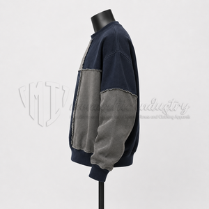 Sudadera Oversize de Cuello Redondo para Hombre, Estilo Patchwork, Felpa Francesa, Casual, Streetwear, Otoño, Tejido de Algodón - Product Image 5