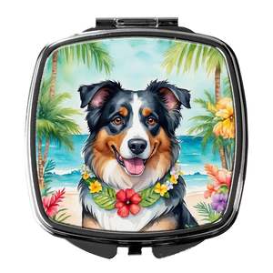 Espejo de maquillaje de viaje compacto Luau de Pastor Australiano, portátil, plegable, de mano para mujeres y niñas, regalo decorativo de bolsillo - Product Image 1