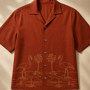 Elegant Men's Rust Embroidered Cotton <b>Half</b> Sleeve <b>Shirt</b> Casual Summer Wear for Modern Buyers - Product Image 4