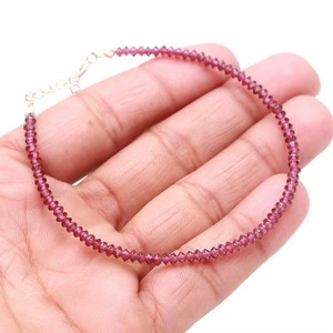 Natural Red <b>Garnet</b> Button Shape Faceted Gemstone <b>Bracelet</b> For Women Men 2MM 2.5MM Handmade Dainty Stone <b>Bracelet</b> Wholesale Bulk - Product Image 1