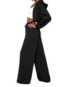 Conjunto de Sudadera y Pantalones Deportivos con Logotipo Personalizado, Conjunto de Suéter de Punto para Otoño e Invierno para Mujer, Ropa Deportiva al por Mayor, Sudadera Corta con Capucha y Pantalones Deportivos - Product Image 2
