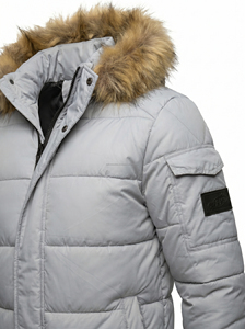 Veste matelassée à capuche unie de haute qualité avec logo personnalisé OEM, fourrure Catfeel, chaude, pour hommes et femmes, hiver - Product Image 3