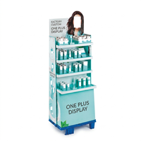 Étagère de présentation au sol en carton personnalisée à 4 niveaux, présentoir en papier ondulé pour la promotion de produits cosmétiques et de soins de la peau