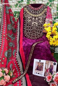 Nueva colección premium de algodón con estampados y parches bordados, salwar-kameez y dupatta semicosturados, ropa étnica. - Product Image 2