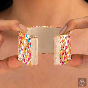 Bracelet manchette à la mode PRAO Design en raphia multicolore élégant et élégant - Product Image 4