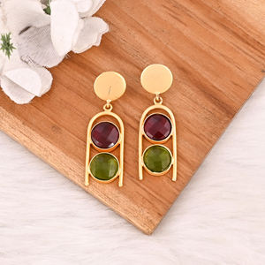 Elegantes Pendientes de Latón Chapado en Oro con Turmalina Rosa Hidro y Peridoto Hidro, Joyería de Moda Hecha a Mano para Mujer, Regalo - Product Image 2